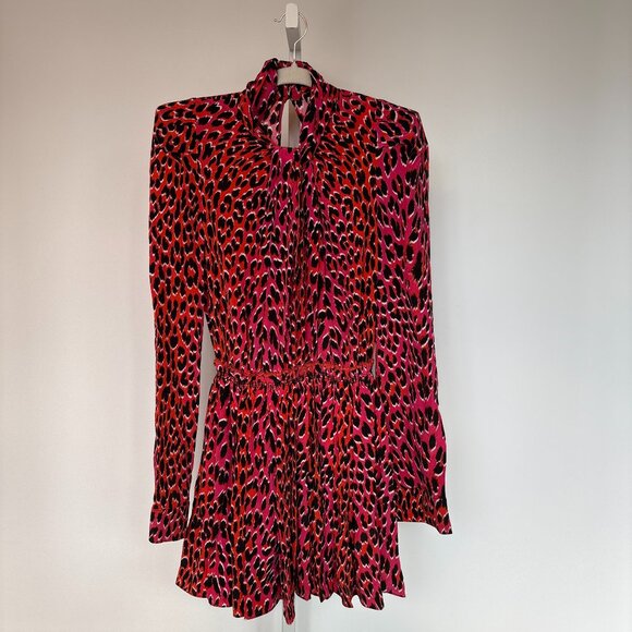 Zadig & Voltaire Ryde Pink & Orange Leopard Silk Dress Medium Size - Picture 1 of 10